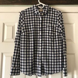 J. Crew Factory Navy Gingham Button-down